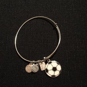 Silver Alex and Ani Soccer Charm Bracelet